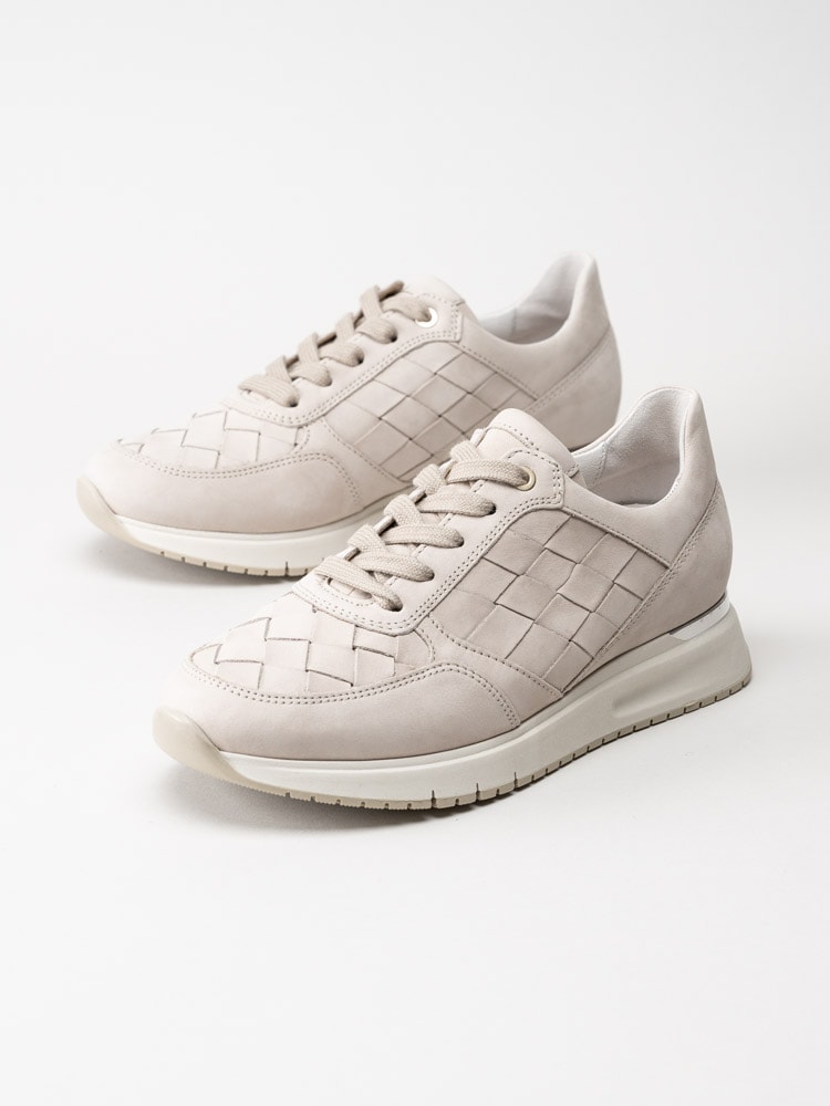 Gabor - Beige sneakers i flätad nubuck