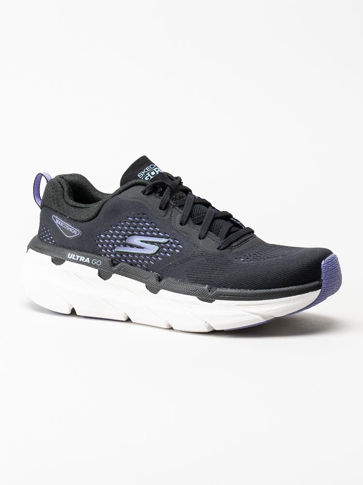 Skechers - Womens Max Cushioning Premier - Svarta sneakers i textil med lila detaljer