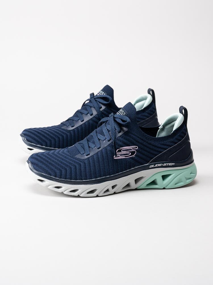 Skechers - Womens Glide Step Sport - Mörkblå slip on sneakers i textil