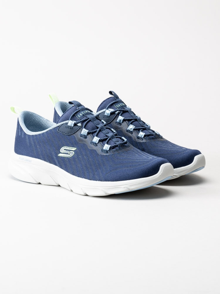 Skechers - DLux Comfort - Blå sportiga sneakers i textil