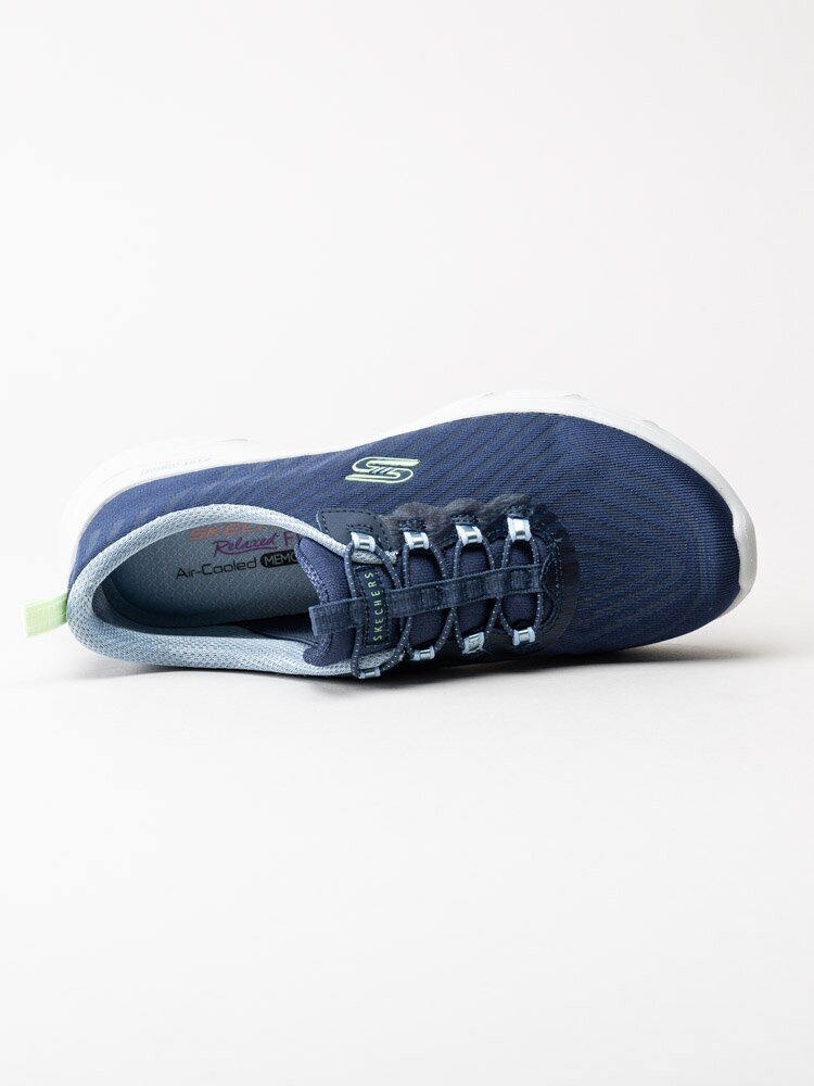 Skechers - DLux Comfort - Blå sportiga sneakers i textil