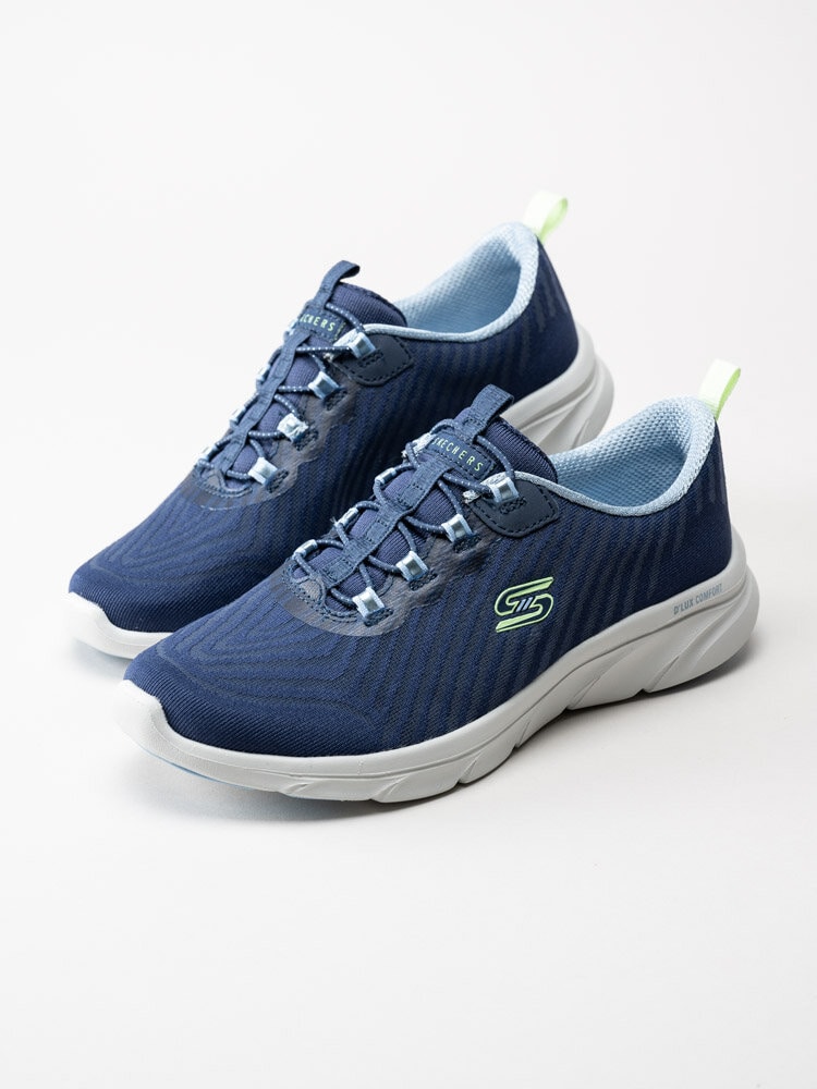 Skechers - DLux Comfort - Blå sportiga sneakers i textil