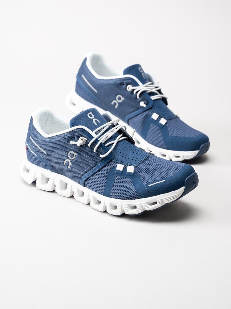 On - Cloud 5 - Blå sportiga sneakers i textil