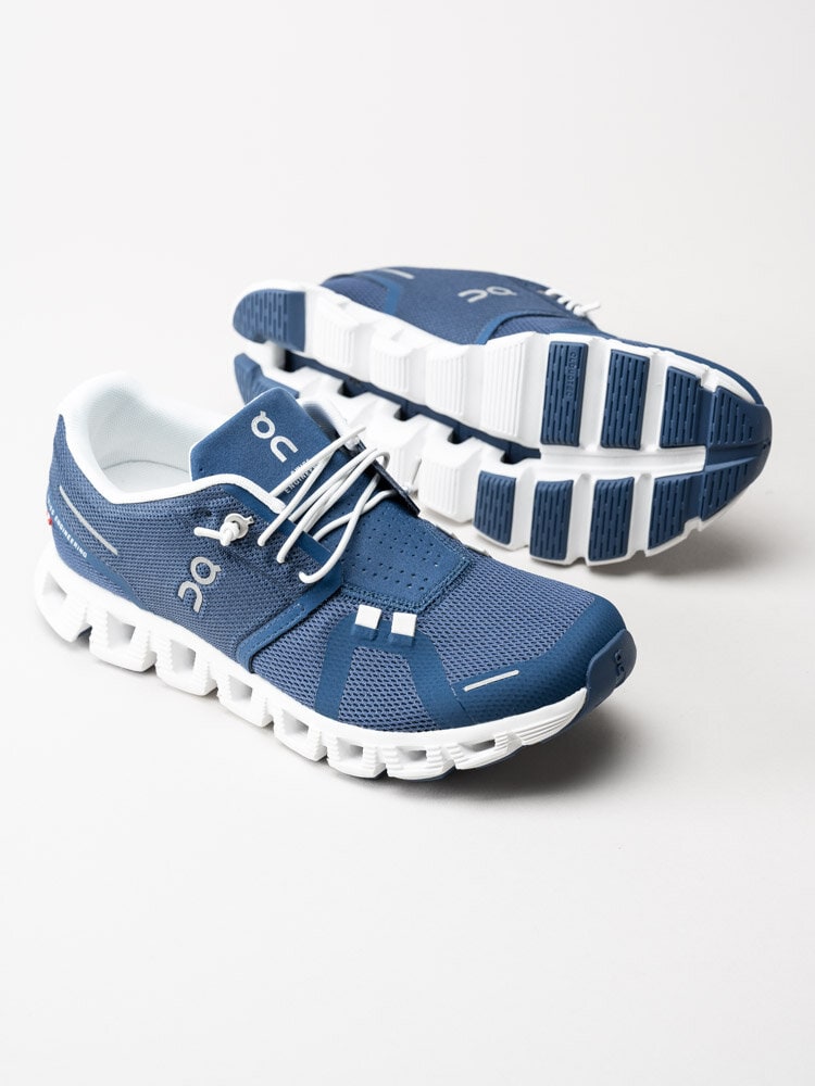 On - Cloud 5 - Blå sportiga sneakers i textil