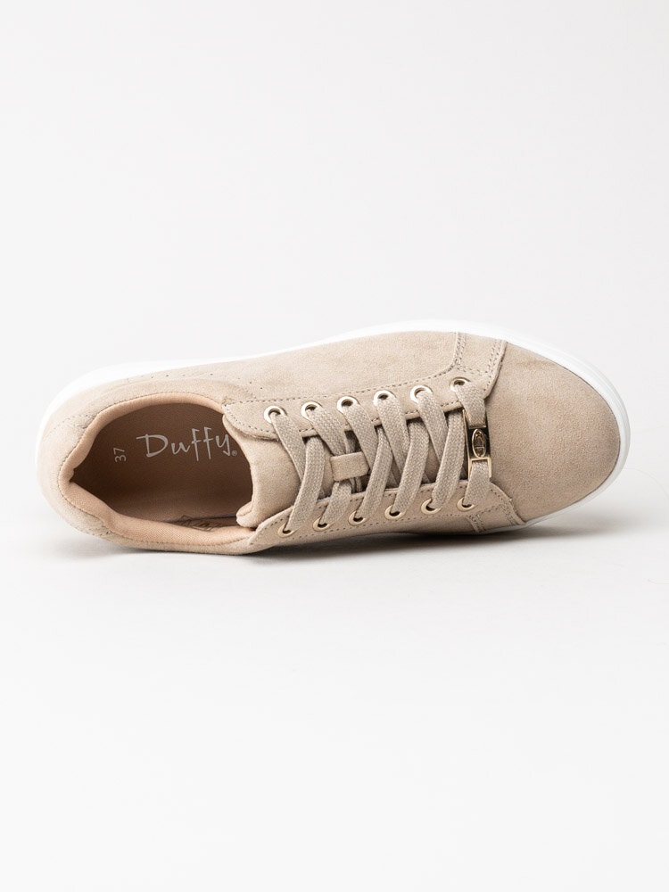 Duffy - Beige platåsneakers i textil