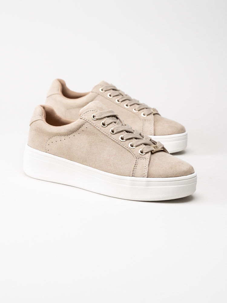 Duffy - Beige platåsneakers i textil