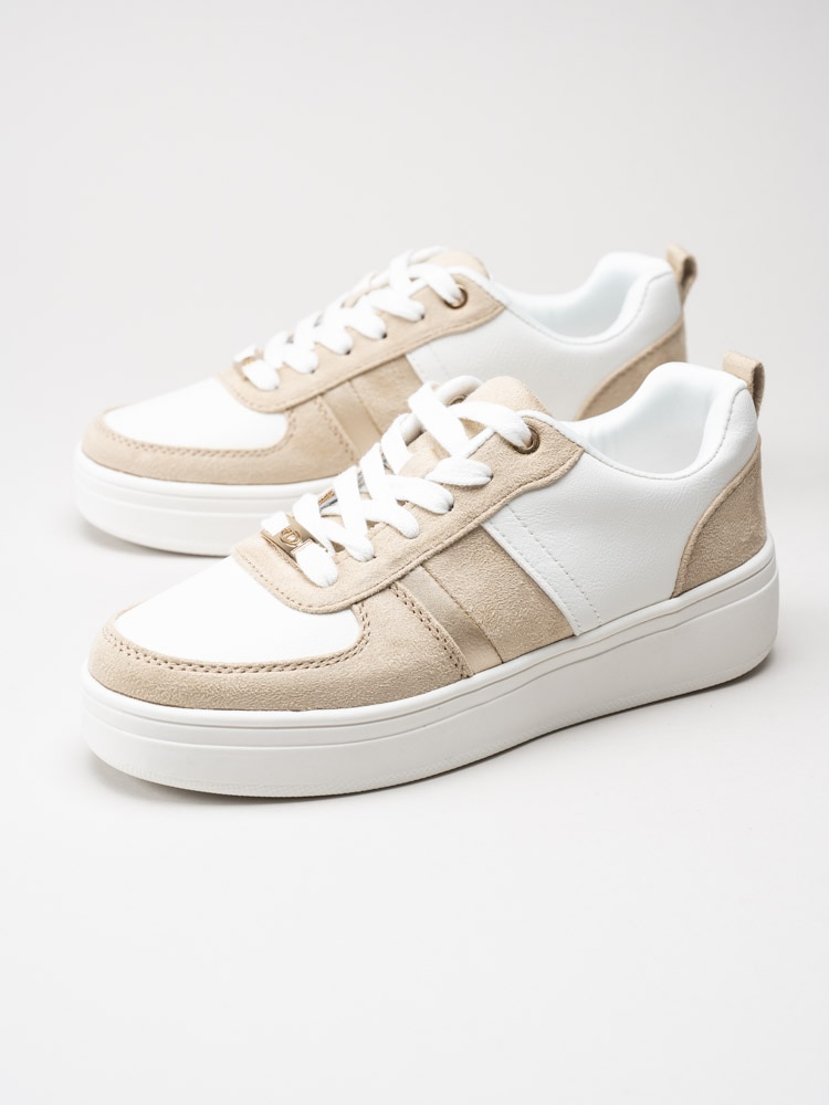 Duffy - Beige sneakers med vita partier