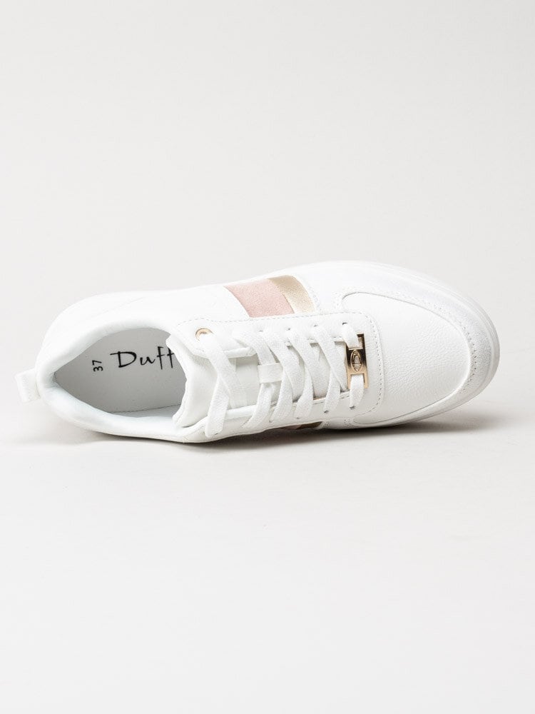 Duffy - Vita sneakers med rosa partier