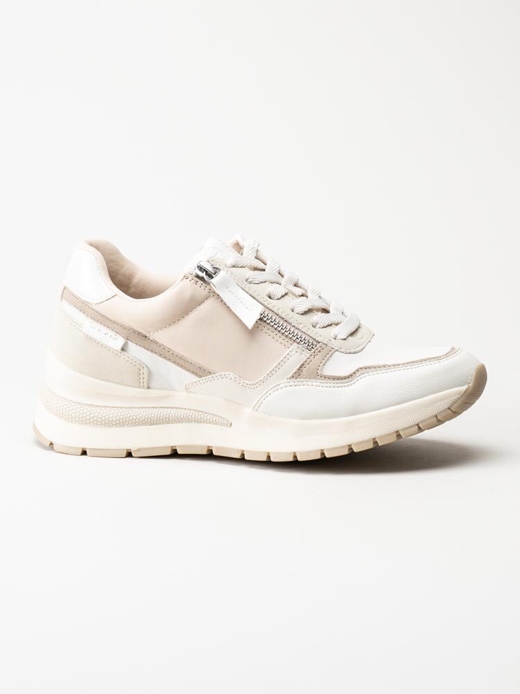 Tamaris - Beige sneakers i skinn