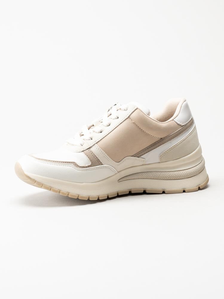 Tamaris - Beige sneakers i skinn