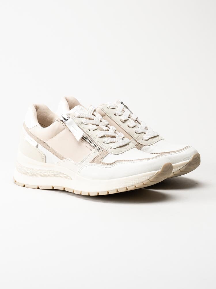 Tamaris - Beige sneakers i skinn