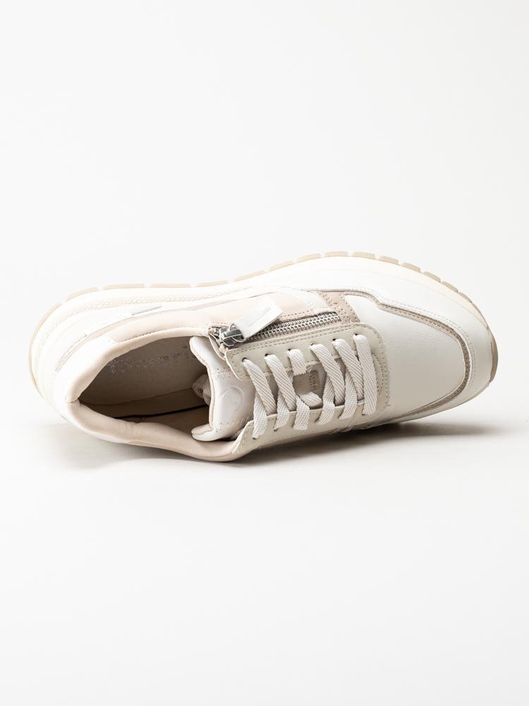 Tamaris - Beige sneakers i skinn