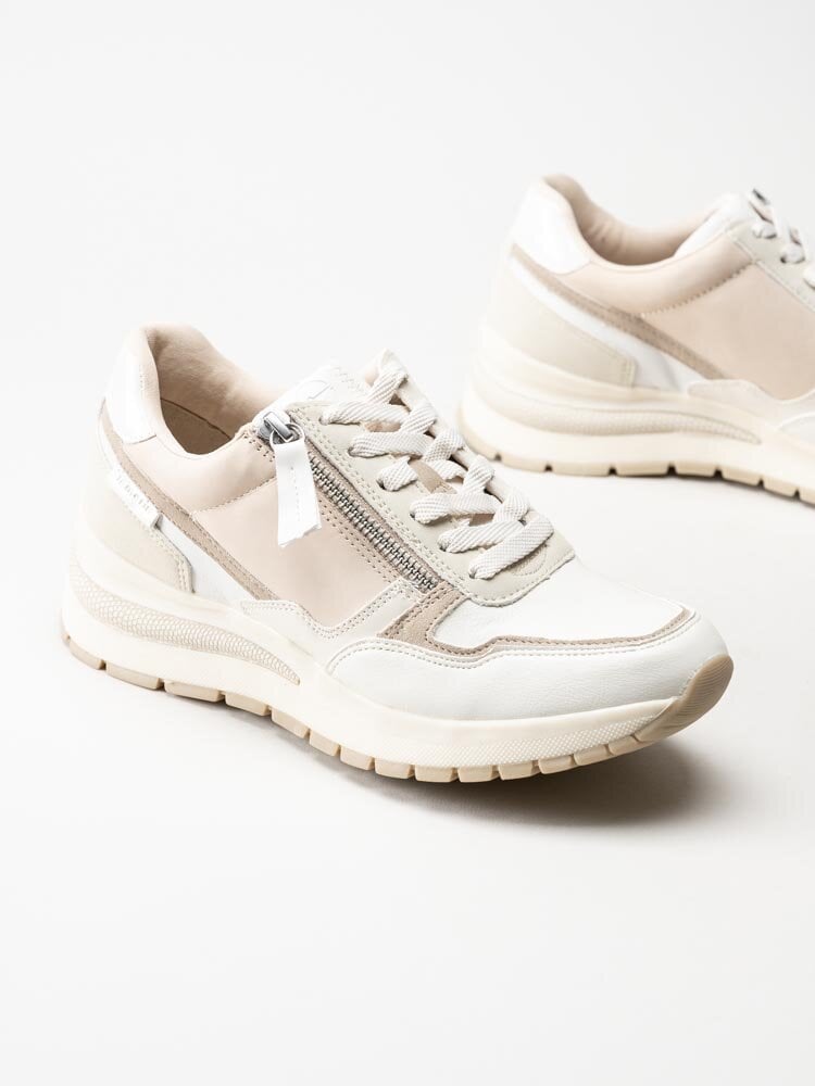 Tamaris - Beige sneakers i skinn