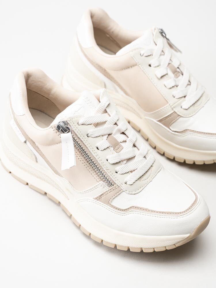 Tamaris - Beige sneakers i skinn