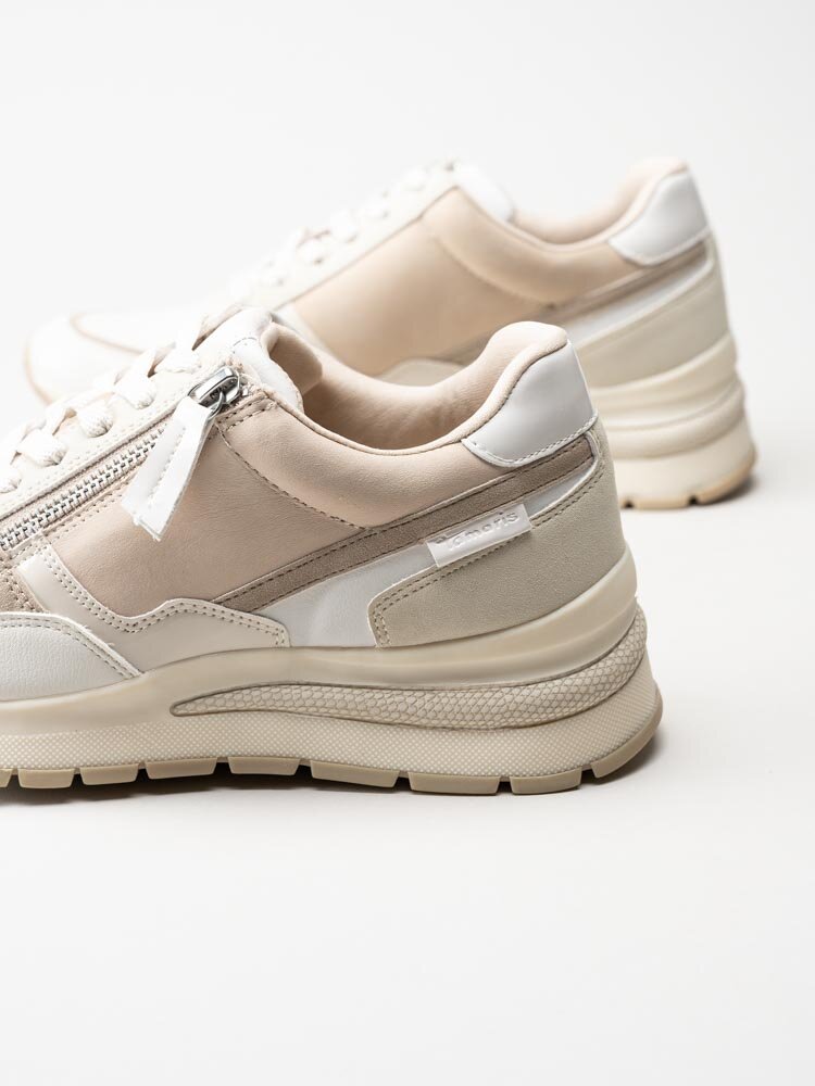 Tamaris - Beige sneakers i skinn