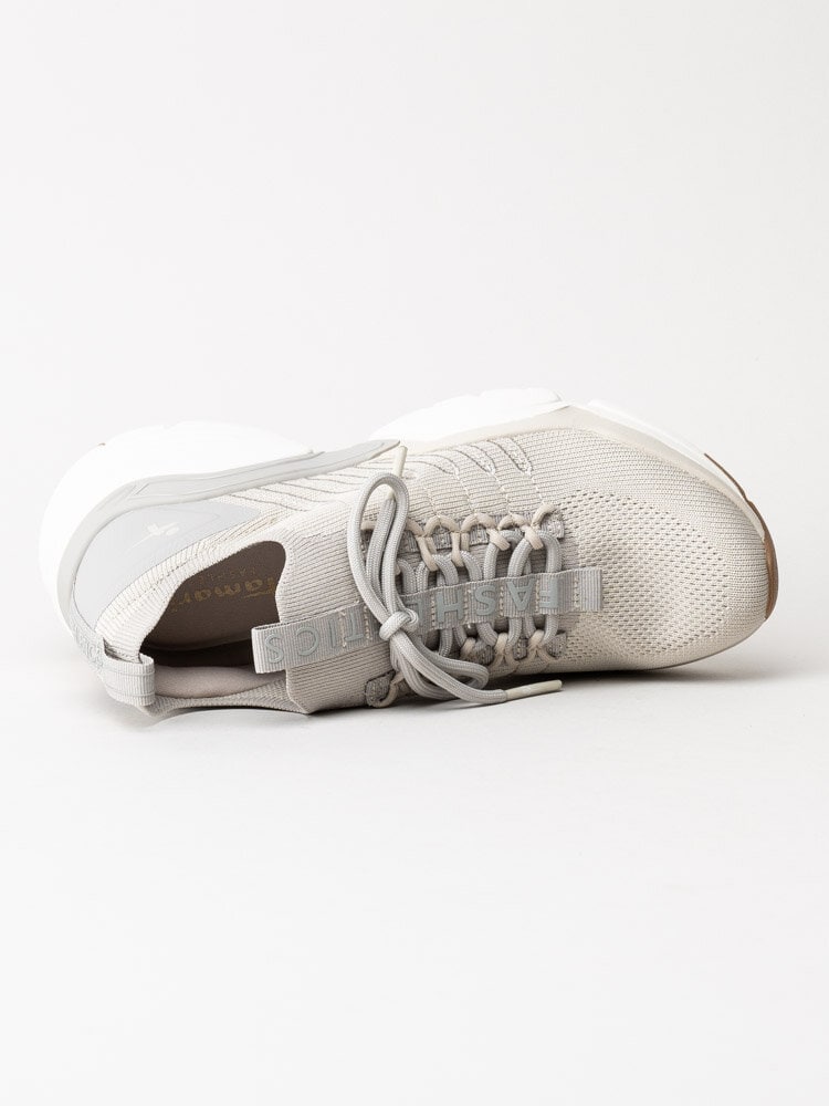 Tamaris - Greige chunky sneakers i textil
