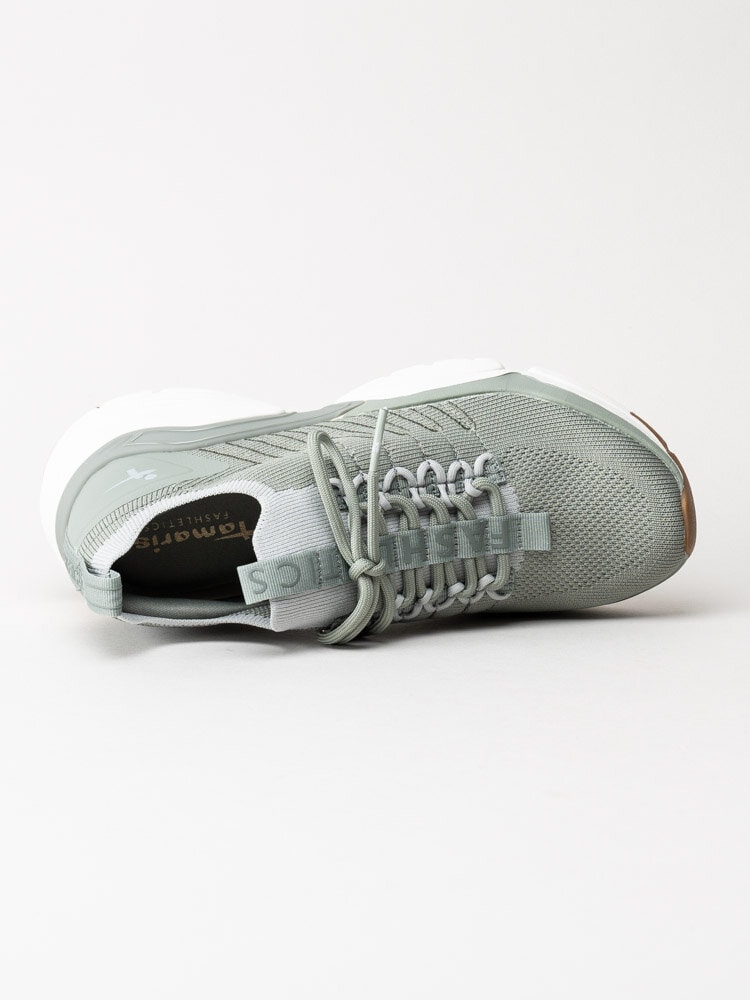 Tamaris - Ljusgröna chunky sneakers i textil