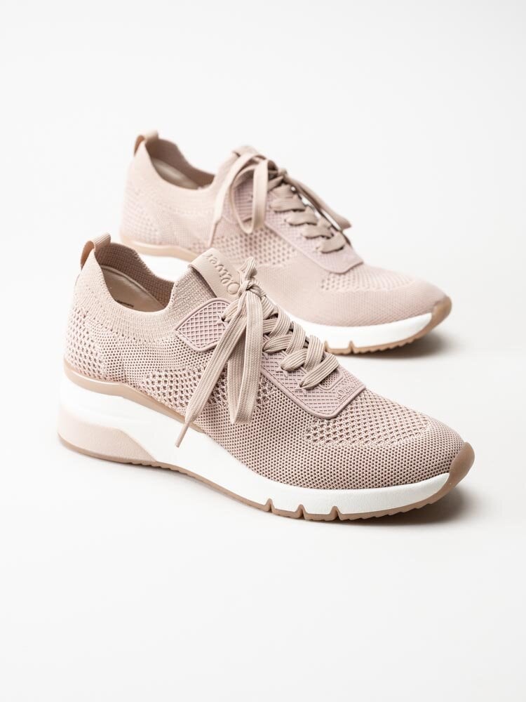 S.Oliver - Ljusrosa kilklackade sneakers i textil