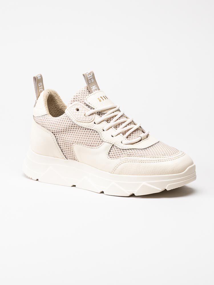 Steve Madden - Pitty - Off white platåsneakers i skinn och textil