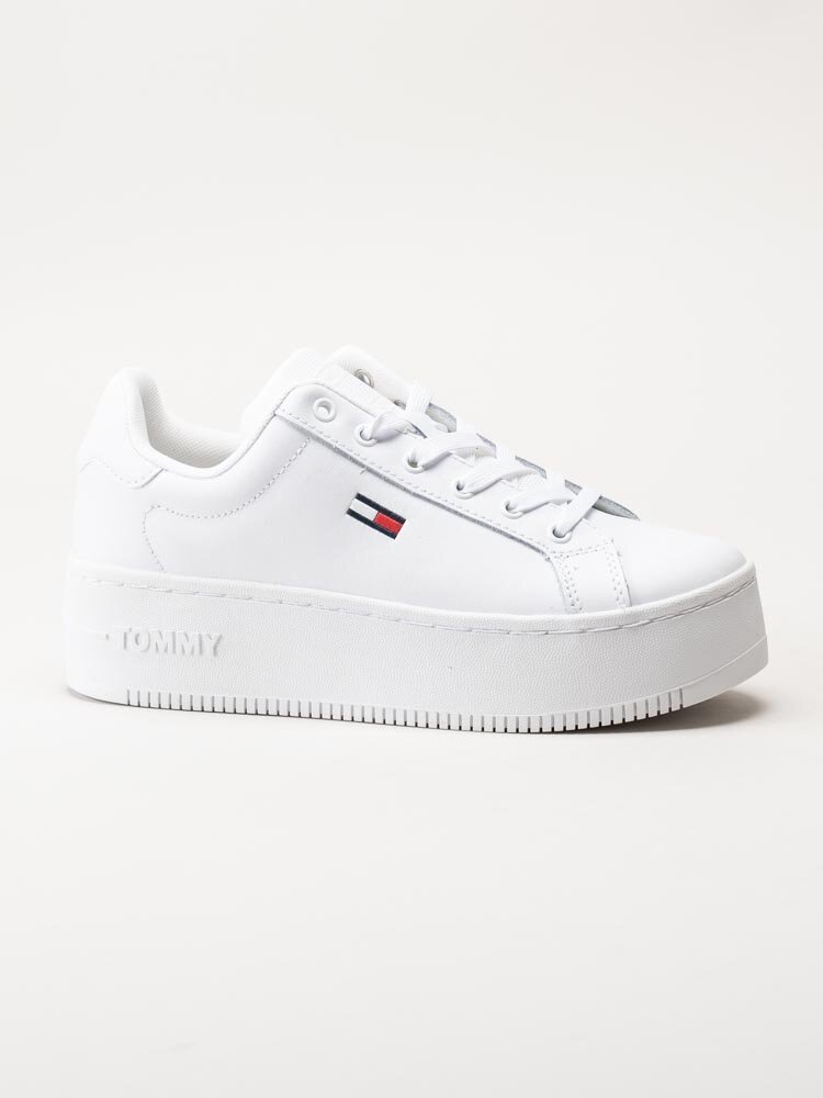 Tommy Hilfiger - Platform ESS - Vita platåsneakers i skinn och syntet