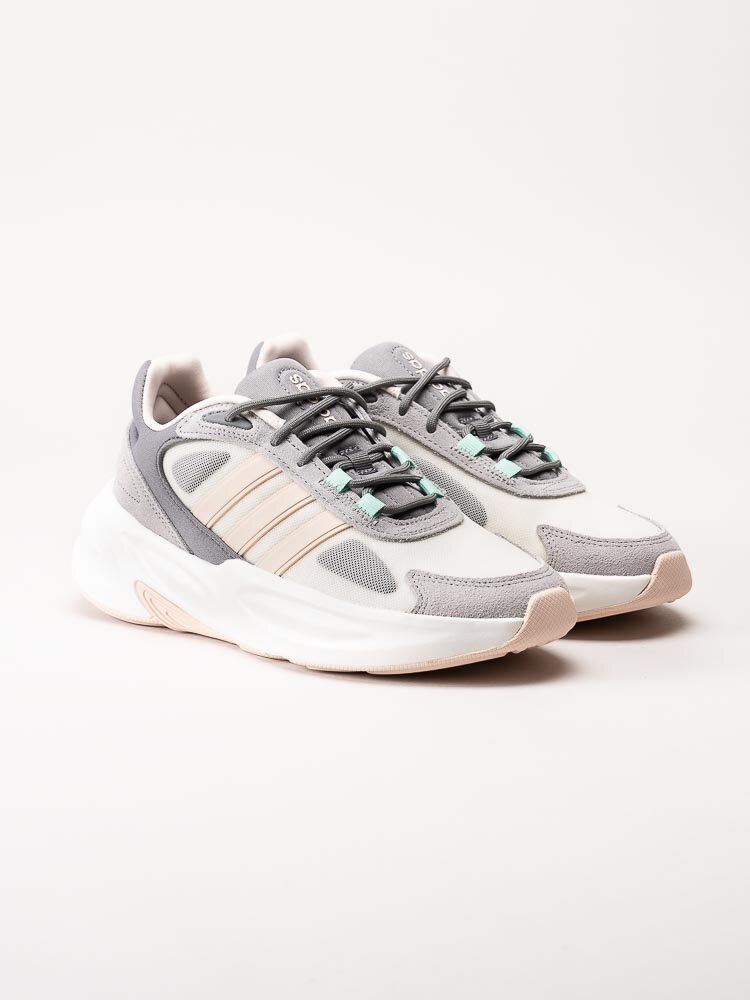 Adidas - Ozelle - Beige sneakers med rosa stripes