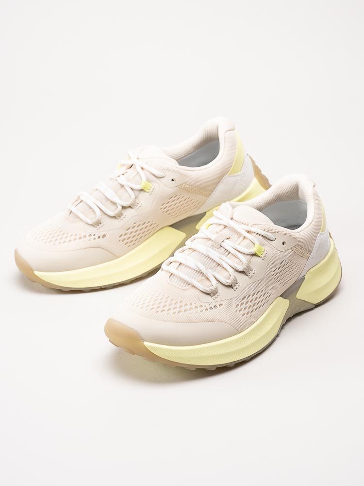 Rollingsoft - Beige sneakers med gula detaljer