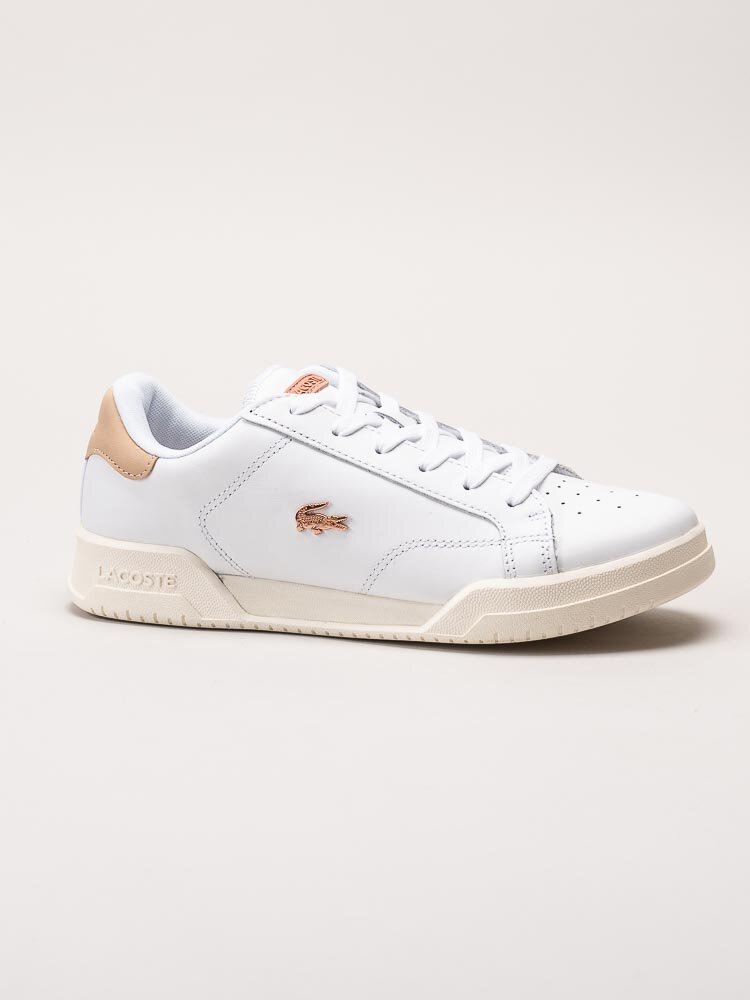 Lacoste - Twin Serve - Vita sneakers i skinn med rosa detaljer