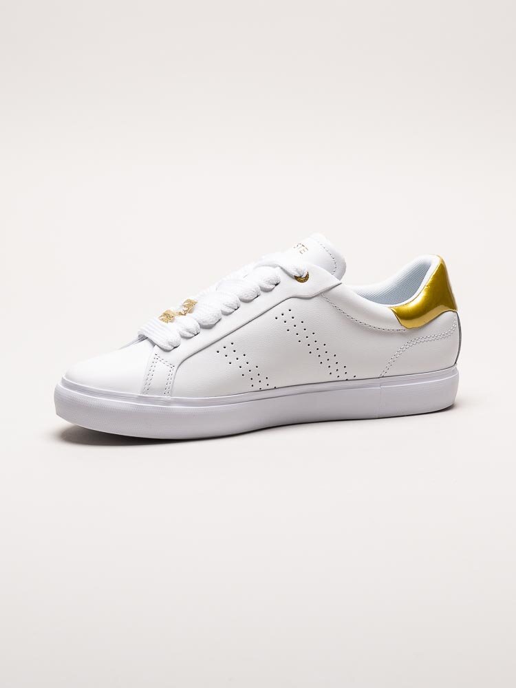 Lacoste - Powercourt 2.0 - Vita sneakers i skinn med guldfärgade detaljer