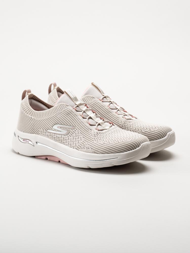 Skechers - Go Walk Arch Fit Crystal Waves - Beige promenad sneakers i textil