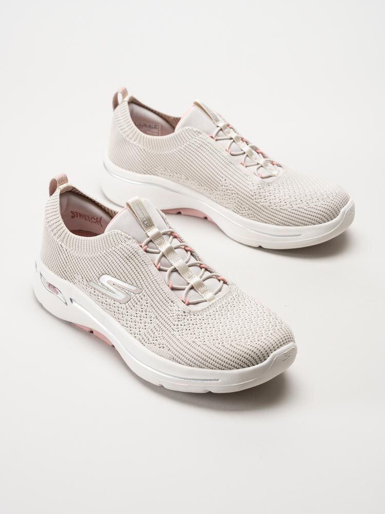 Skechers - Go Walk Arch Fit Crystal Waves - Beige promenad sneakers i textil