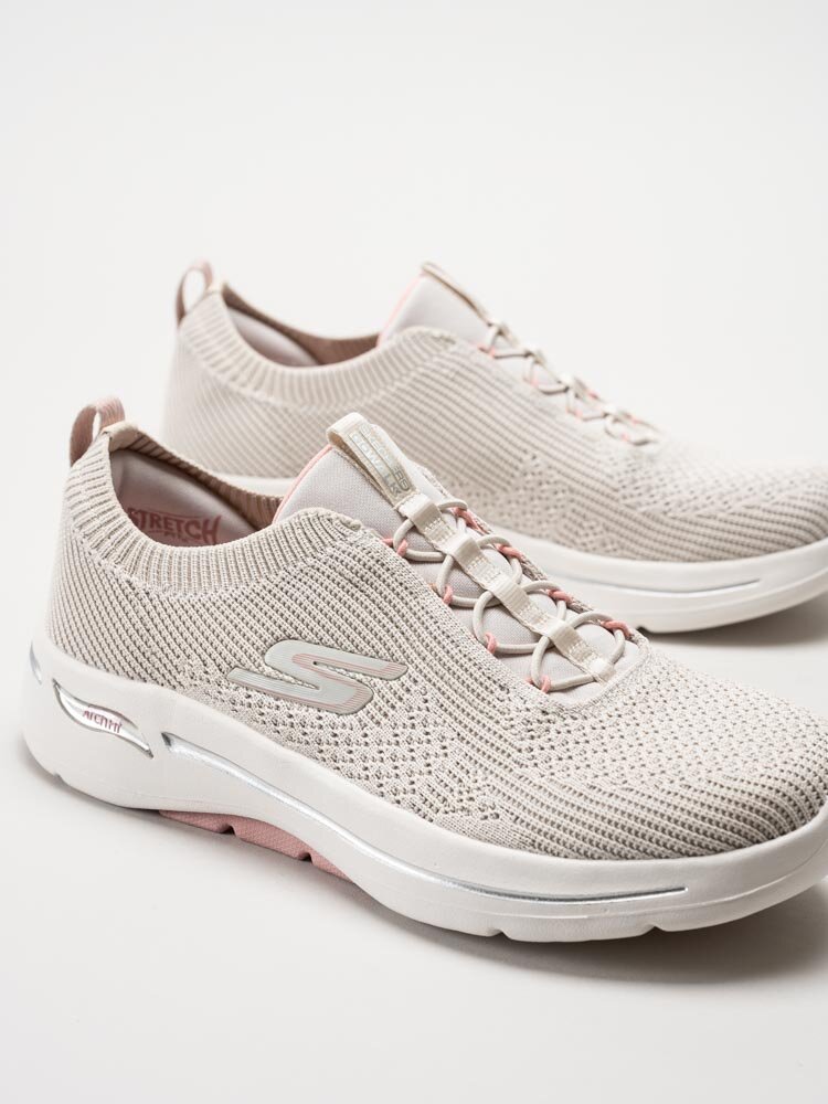 Skechers - Go Walk Arch Fit Crystal Waves - Beige promenad sneakers i textil