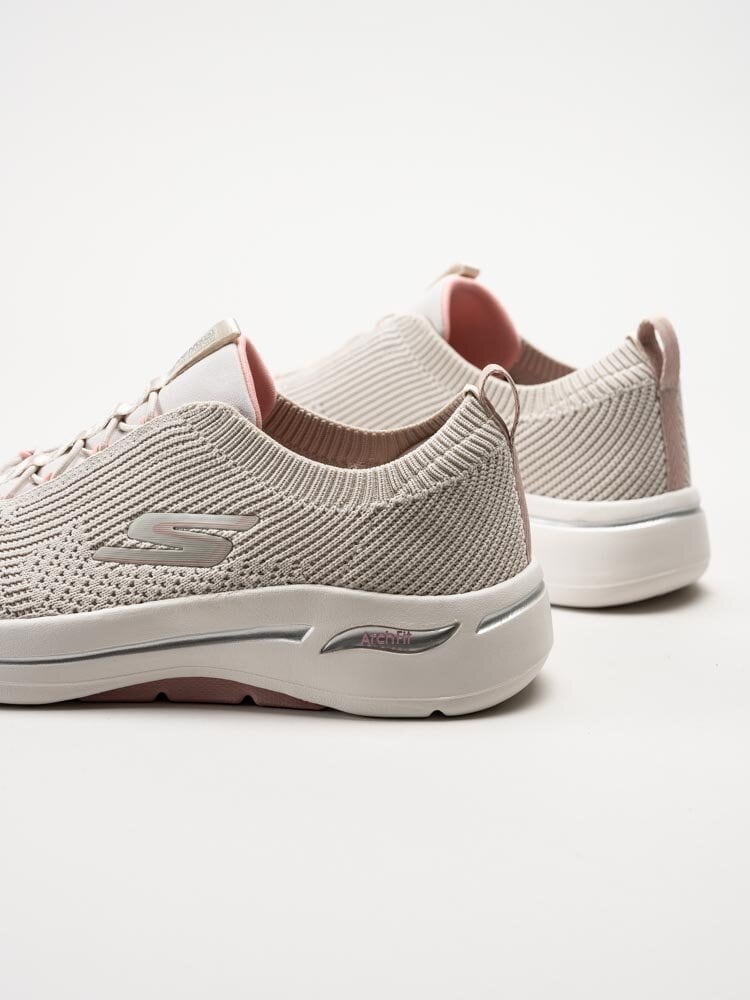 Skechers - Go Walk Arch Fit Crystal Waves - Beige promenad sneakers i textil