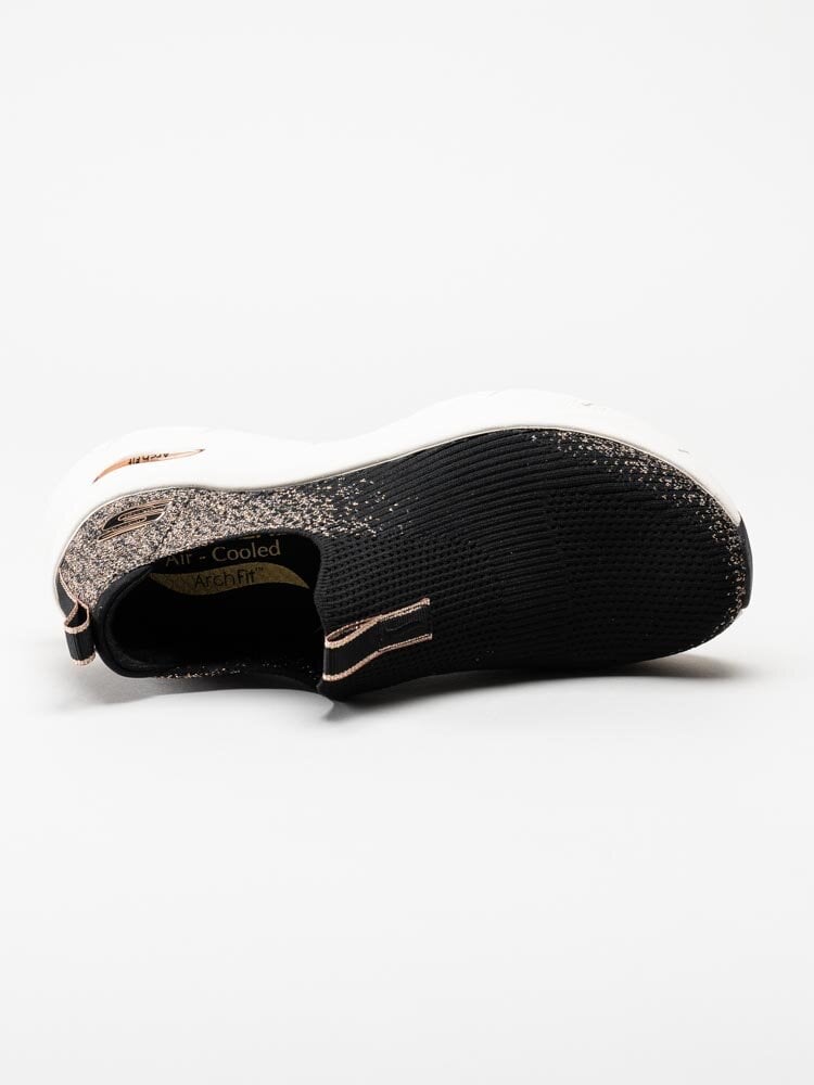 Skechers - Arch Fit DLux Glimmer Dust - Svarta slip on sneakers i textil med rose-guldglitter