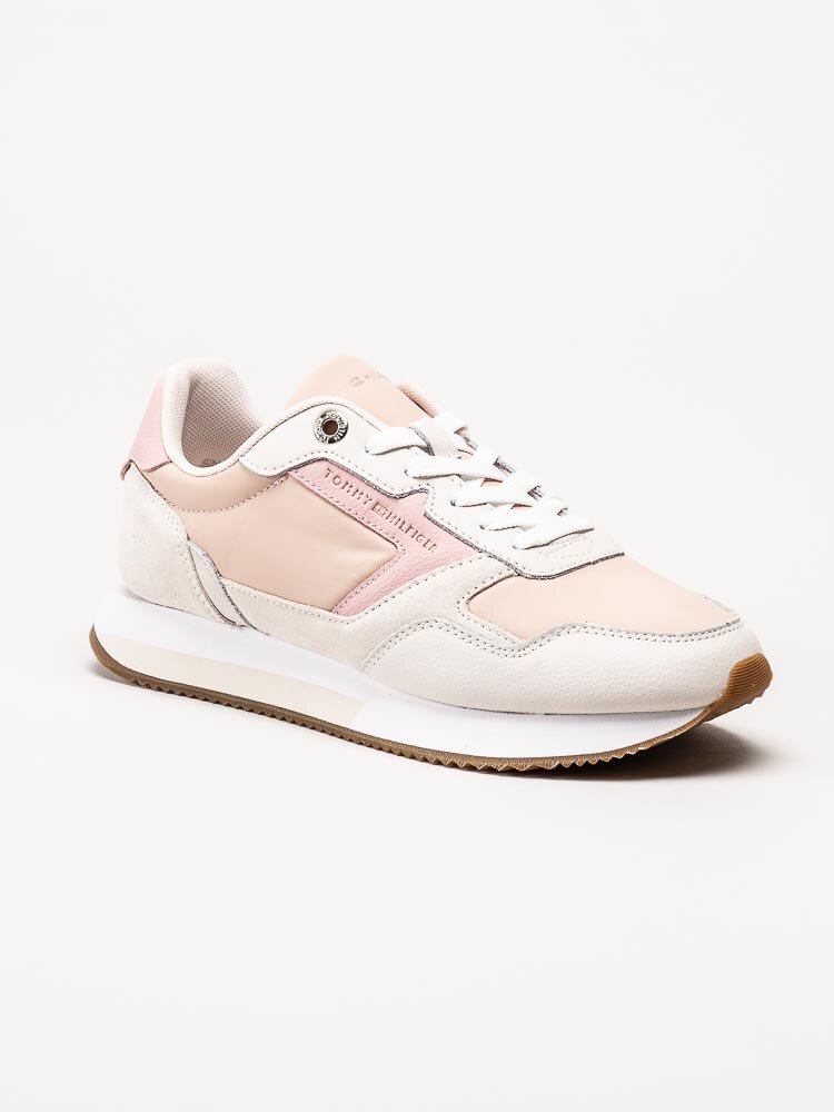 Tommy Hilfiger - Essential TH Runner - Beige sneakers med rosa detaljer