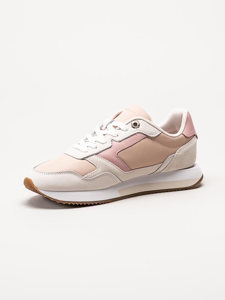 Tommy Hilfiger - Essential TH Runner - Beige sneakers med rosa detaljer