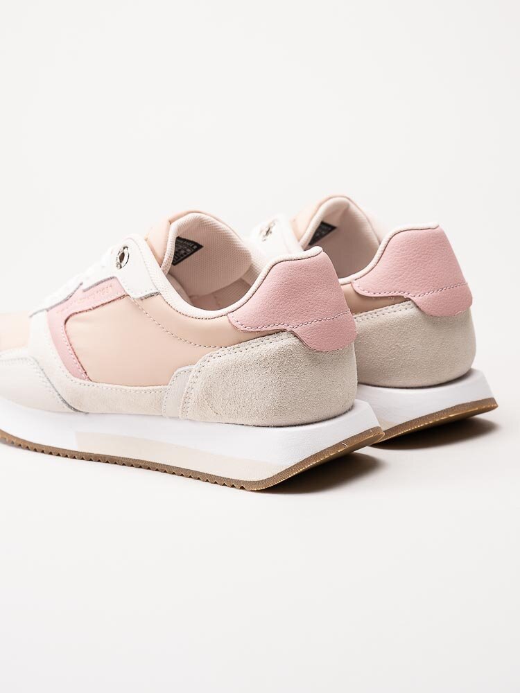 Tommy Hilfiger - Essential TH Runner - Beige sneakers med rosa detaljer