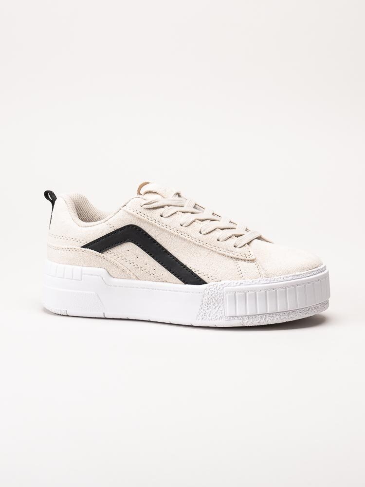 Duffy - Ljusbeige platåsneakers med en svart stripe