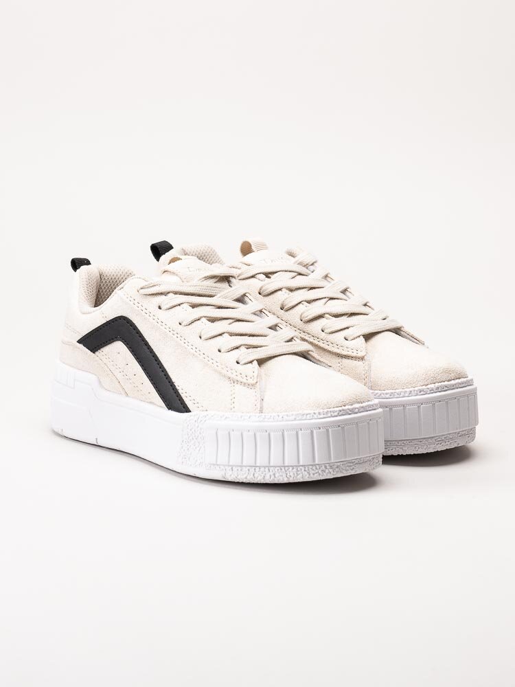 Duffy - Ljusbeige platåsneakers med en svart stripe