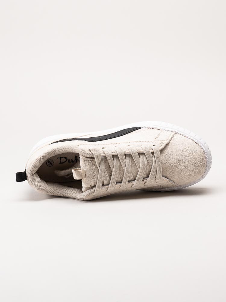 Duffy - Ljusbeige platåsneakers med en svart stripe