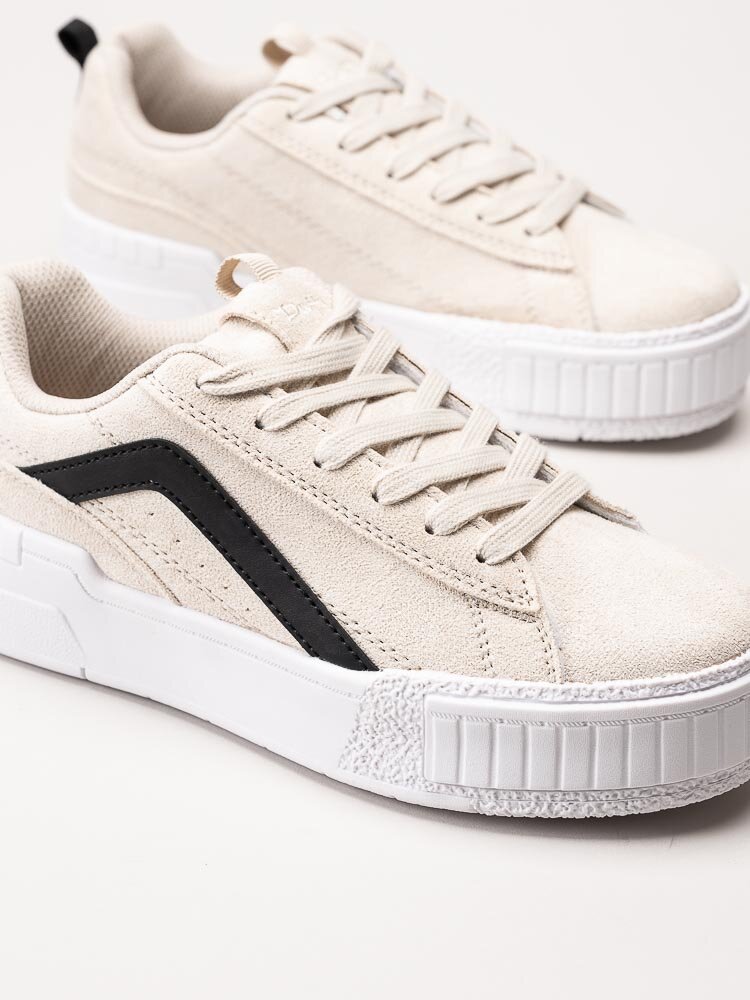 Duffy - Ljusbeige platåsneakers med en svart stripe