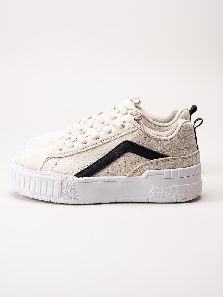 Duffy - Ljusbeige platåsneakers med en svart stripe