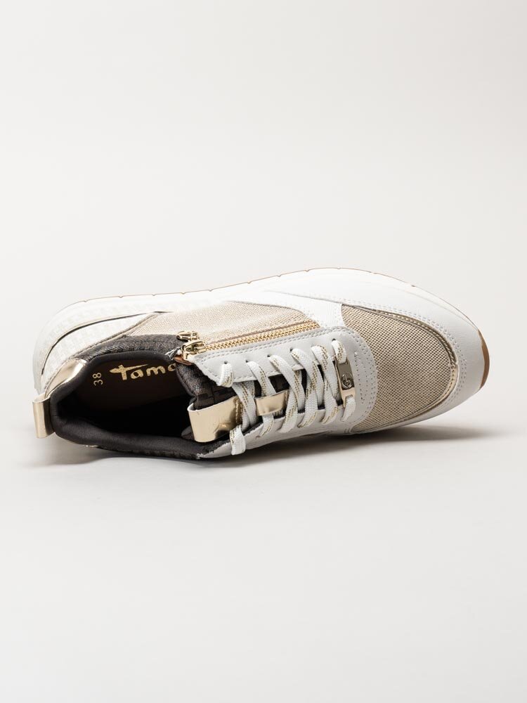 Tamaris - Flerfärgade vita glammiga sneakers