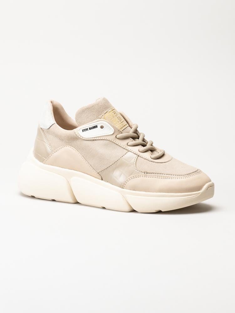 Steve Madden - Many - Beige platåsneakers i skinn