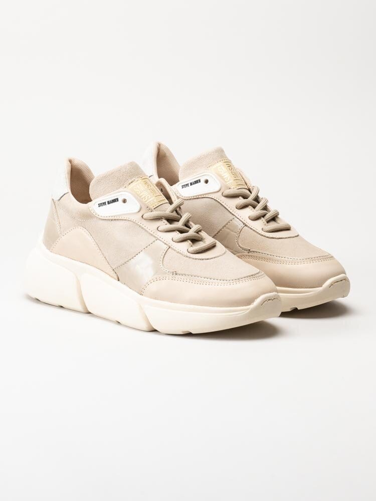 Steve Madden - Many - Beige platåsneakers i skinn