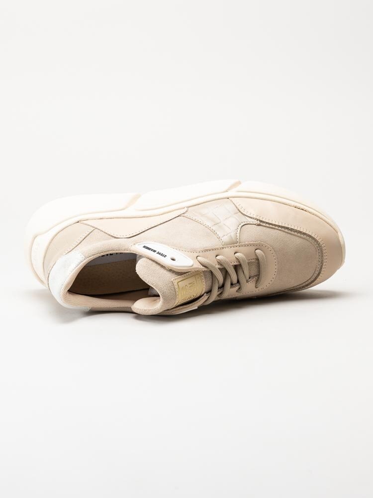 Steve Madden - Many - Beige platåsneakers i skinn