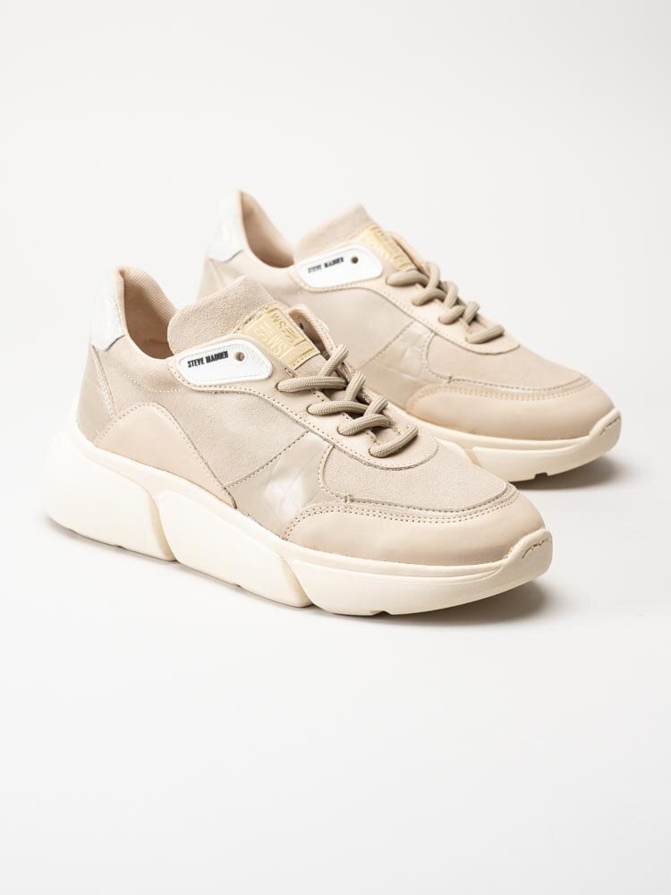 Steve Madden - Many - Beige platåsneakers i skinn