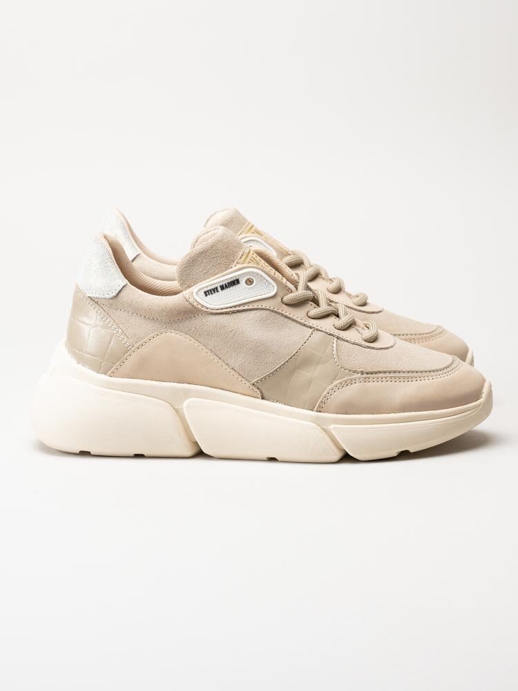 Steve Madden - Many - Beige platåsneakers i skinn