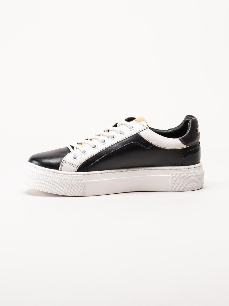 Copenhagen Shoes - Give It Up - Svart vita sneakers i skinn med guldmetallic detalj