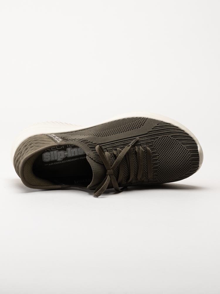 Skechers - Ultra Flex 3.0 - Gröna slip on sneakers i textil