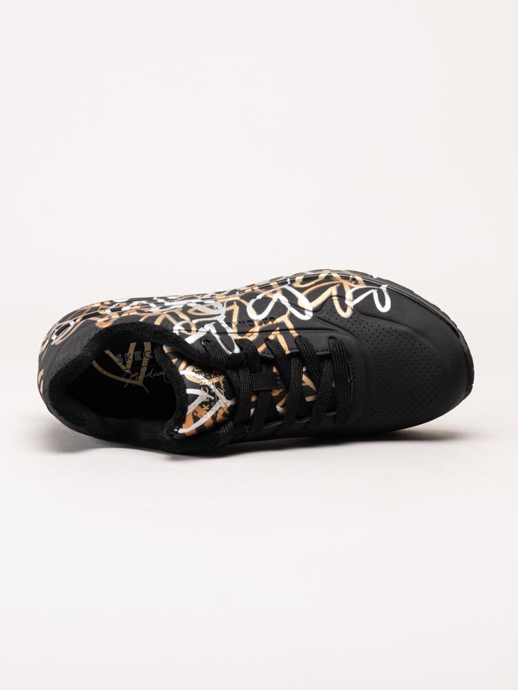 Skechers - Uno Metallic Love - Svarta sneakers i skinnimitation